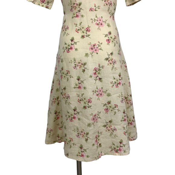 Lauren Ralph Lauren Black Label Floral Linen Shirtdress 6 Natural Cottagecore - Picture 9 of 12